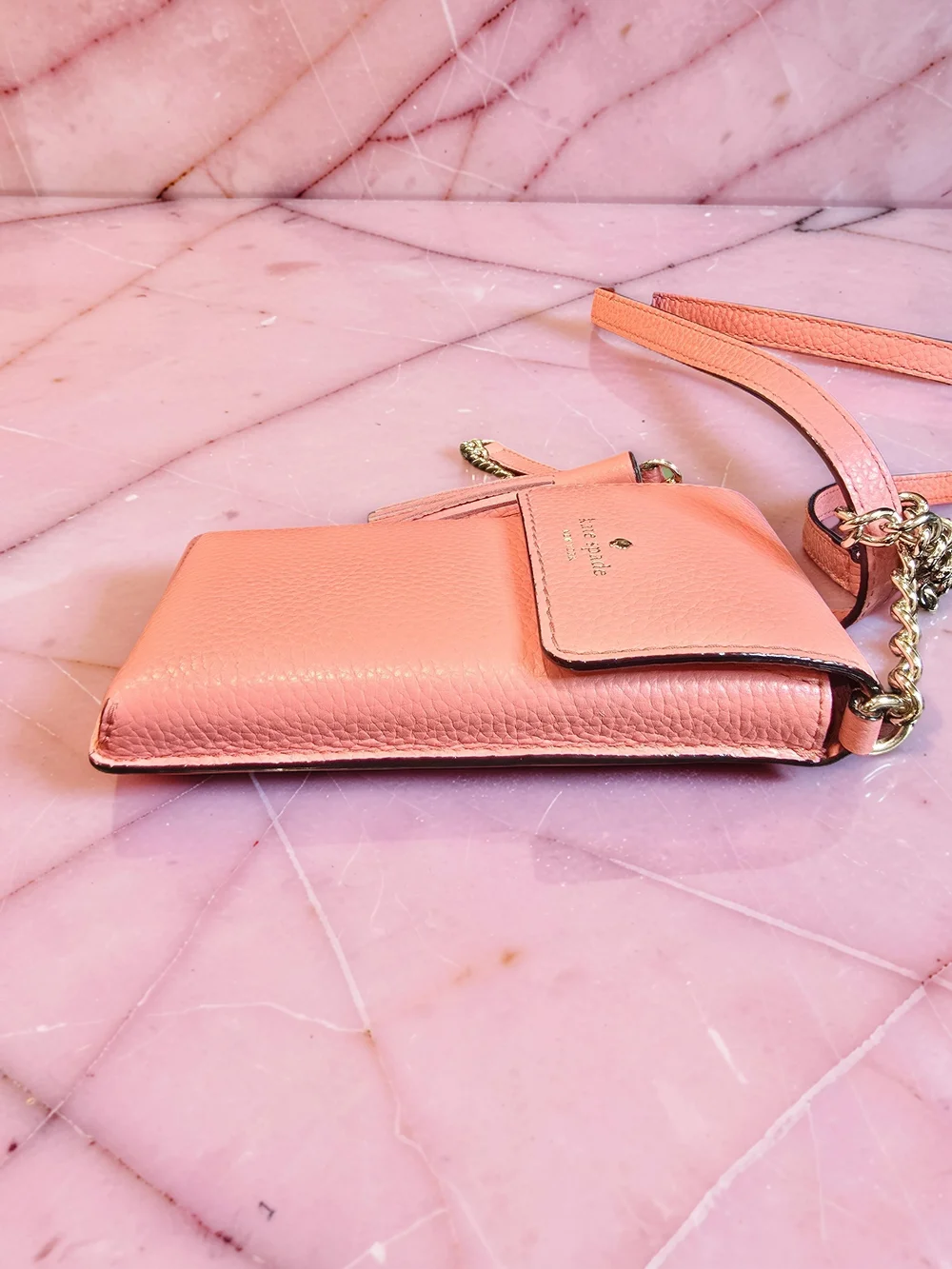 Kate Spade Leather Coral Phone Crossbody Wallet